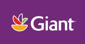 Partial logo of Giant on a purple background.